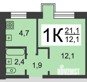 1-к квартира, вторичка, 22м2, 8/9 этаж