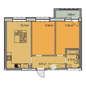2-к квартира, строящийся дом, 56м2, 1/17 этаж