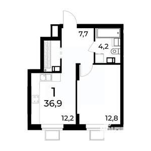 1-к квартира, вторичка, 37м2, 15/15 этаж