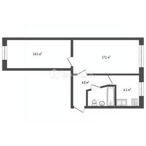 2-к квартира, вторичка, 47м2, 5/5 этаж
