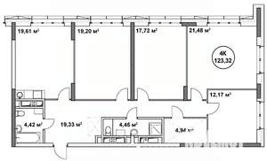 4-к квартира, вторичка, 123м2, 21/22 этаж