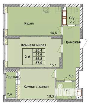 2-к квартира, вторичка, 56м2, 16/18 этаж