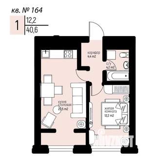 1-к квартира, вторичка, 41м2, 15/25 этаж