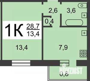 1-к квартира, вторичка, 28м2, 7/9 этаж