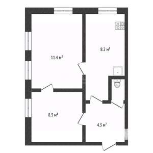 2-к квартира, вторичка, 34м2, 2/2 этаж