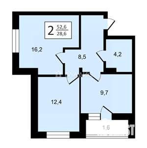 2-к квартира, вторичка, 51м2, 9/17 этаж