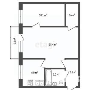 2-к квартира, вторичка, 43м2, 1/5 этаж
