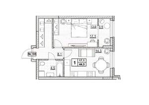 1-к квартира, вторичка, 44м2, 24/24 этаж