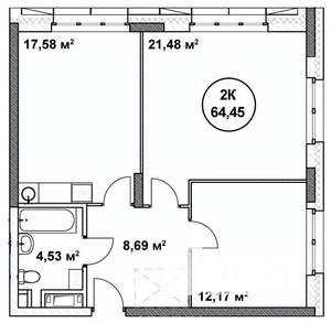 2-к квартира, строящийся дом, 64м2, 5/22 этаж