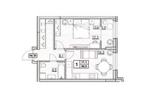 1-к квартира, вторичка, 44м2, 5/24 этаж