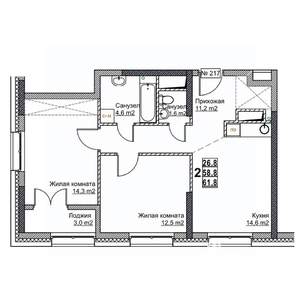 2-к квартира, вторичка, 62м2, 10/24 этаж