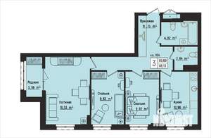 3-к квартира, вторичка, 70м2, 13/15 этаж