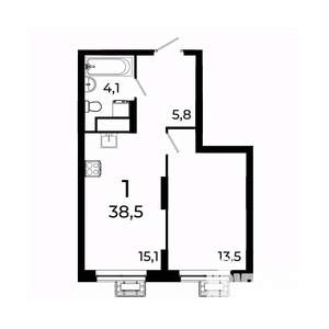 1-к квартира, вторичка, 39м2, 4/19 этаж