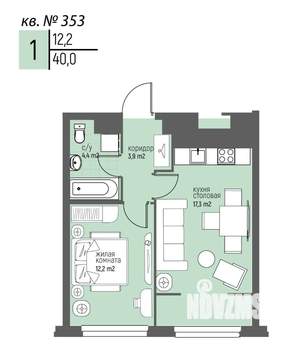 1-к квартира, вторичка, 40м2, 12/20 этаж