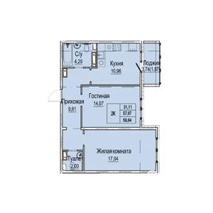 2-к квартира, вторичка, 60м2, 7/9 этаж