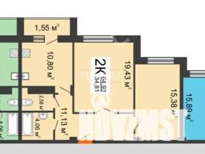 2-к квартира, вторичка, 64м2, 10/10 этаж