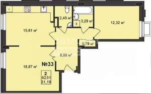 2-к квартира, вторичка, 64м2, 4/8 этаж