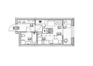 Студия квартира, вторичка, 27м2, 20/24 этаж