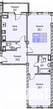 2-к квартира, вторичка, 71м2, 3/12 этаж