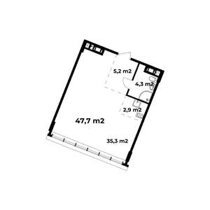 1-к квартира, вторичка, 48м2, 6/6 этаж