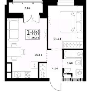 1-к квартира, вторичка, 36м2, 10/24 этаж