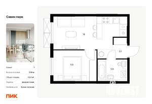 1-к квартира, вторичка, 33м2, 19/25 этаж