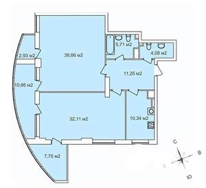 2-к квартира, строящийся дом, 112м2, 24/25 этаж