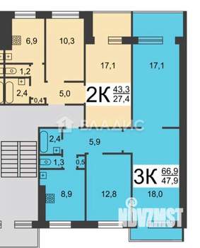 3-к квартира, вторичка, 67м2, 9/9 этаж