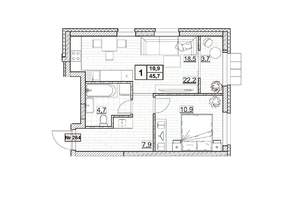 1-к квартира, вторичка, 46м2, 9/24 этаж