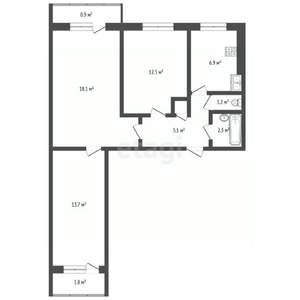 3-к квартира, вторичка, 63м2, 6/9 этаж