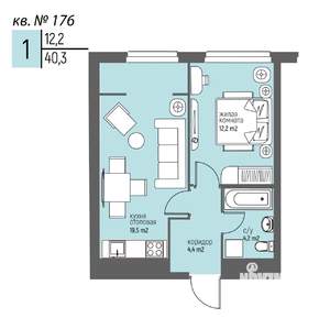 1-к квартира, вторичка, 40м2, 17/25 этаж