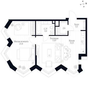 2-к квартира, вторичка, 59м2, 15/20 этаж