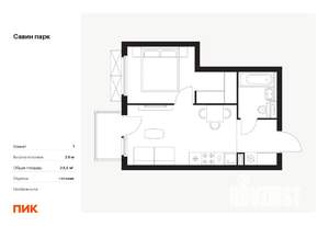 1-к квартира, вторичка, 35м2, 8/15 этаж