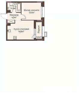 1-к квартира, строящийся дом, 38м2, 6/12 этаж