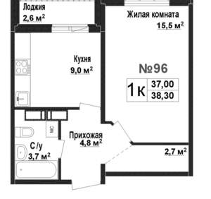 1-к квартира, вторичка, 37м2, 9/17 этаж