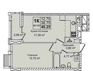 2-к квартира, вторичка, 40м2, 5/16 этаж