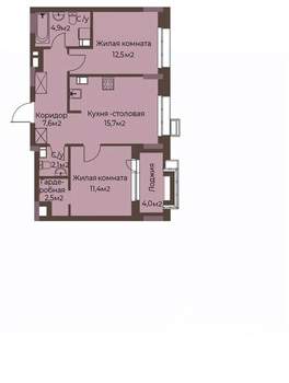 2-к квартира, строящийся дом, 59м2, 3/12 этаж