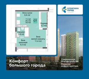 Студия квартира, вторичка, 31м2, 2/10 этаж