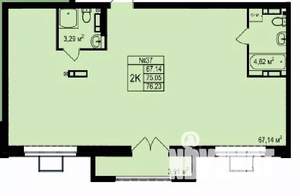 2-к квартира, строящийся дом, 77м2, 8/8 этаж