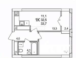 1-к квартира, вторичка, 34м2, 20/25 этаж