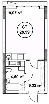 Студия квартира, вторичка, 29м2, 11/22 этаж