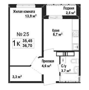 1-к квартира, вторичка, 35м2, 3/17 этаж