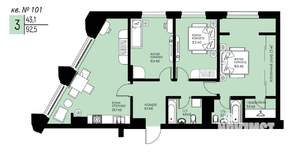 3-к квартира, вторичка, 93м2, 8/25 этаж