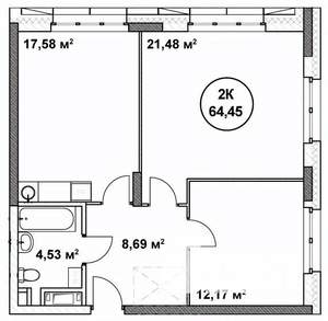 2-к квартира, строящийся дом, 64м2, 4/22 этаж