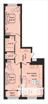2-к квартира, вторичка, 65м2, 15/15 этаж
