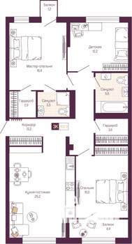 3-к квартира, вторичка, 100м2, 4/12 этаж