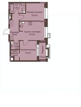 2-к квартира, строящийся дом, 59м2, 4/12 этаж