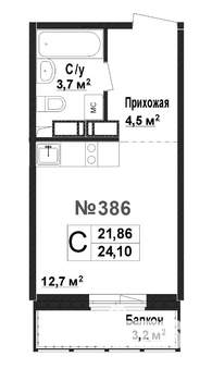 1-к квартира, вторичка, 22м2, 16/17 этаж