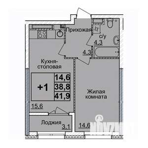 1-к квартира, вторичка, 41м2, 22/24 этаж