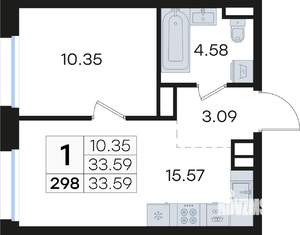 1-к квартира, вторичка, 34м2, 3/13 этаж